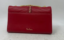 Load image into Gallery viewer, Dabeau Womens Red Leather Inner Pockets Chain Strap Tassel Flap Crossbody Purse
