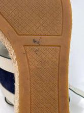 Load image into Gallery viewer, Authentic Tory Burch Womens Ines White Blue Wedge Heel Espadrille Sandals Sz 8M
