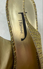 Load image into Gallery viewer, J. Renee Womens Gold Pointed Toe Kitten Slingback Heels Size 9.5M

