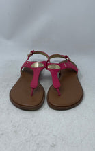 Load image into Gallery viewer, Michael Kors Womens MK Plate Pink Leather Open Toe Flat Thong Sandals Size 8M
