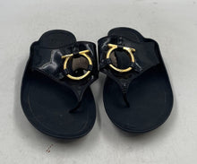 Load image into Gallery viewer, Authentic Salvatore Ferragamo Womens Black Patent Leather Slide Sandals Size 6 B
