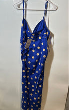 Load image into Gallery viewer, Zara Womens Blue Khaki Polka Dot Sleeveless Pencil Dress Size Large With Tag
