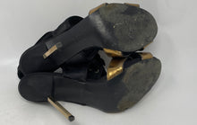 Load image into Gallery viewer, Authentic Tory Burch Womens Kyle Black Gold-Tone Strappy Heels Size 8.5M Worn
