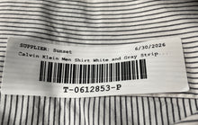 Load image into Gallery viewer, Calvin Klein Mens White Gray Striped Slim Fit Long Sleeve Button-Up Shirt Size L
