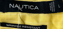 Load image into Gallery viewer, Nautica Mens Light Yellow Check Wrinkle Resistant Short Sleeve Button-Up Shirt L
