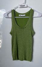 Load image into Gallery viewer, Zara Womens Green Ribbed Knit Scoop Neck Sleeveless Pullover Tank Top Size XS
