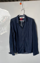 Load image into Gallery viewer, Hugo Boss Mens Blue Cotton Long Sleeve Slim Fit Collared Button-Up Shirt Size M

