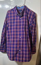 Load image into Gallery viewer, Chaps Mens Red Blue Plaid Long Sleeve Collared Easy Case Button-Up Shirt Size L
