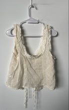 Load image into Gallery viewer, Zara Womens White Cotton Crochet Sleeveless V-Neck Tie Front Tank Top Size Small
