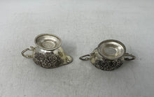 Load image into Gallery viewer, Vintage Silver-Tone Footed Floral Embossed Tea Coffee And Tray Set Of 3 Pcs

