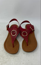Load image into Gallery viewer, Tommy Hilfiger Womens Red Leather Buckle Block Heel Thong Sandals Size 7M
