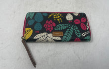 Load image into Gallery viewer, Fossil Womens Multicolor Floral Print ID Window Card Holder Zip-Around Wallet
