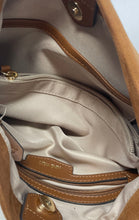 Load image into Gallery viewer, Nine West Womens Brown Suede Inner Zip Pockets Magnetic Shoulder Bag
