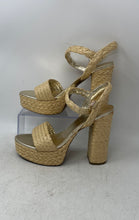 Load image into Gallery viewer, Guess Womens Gabela Gold Leather Open Toe Block Platform Heels Size 10M
