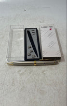 Load image into Gallery viewer, Executive Metallic Gray Gold Trim Laser Pointer Pen Box Presentation Untested
