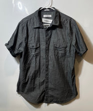 Load image into Gallery viewer, Calvin Klein Mens Gray Cotton Collared Short Sleeve Button-Up Shirt Size Large
