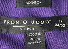 Load image into Gallery viewer, Pronto Uomo Mens Purple Long Sleeve Non-Iron Dress Shirt Size 17 34/35 W/ Tag
