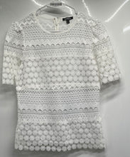 Load image into Gallery viewer, Express Womens White Floral Lace Crochet Back Zip Crew Neck Blouse Top Size M
