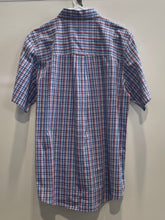 Load image into Gallery viewer, Chaps Mens Red Blue Plaid Short Sleeve Collared Easy Care Button-Up Shirt Size M

