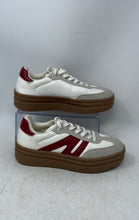 Load image into Gallery viewer, La Sheelah Womens Gray White Red Suede Lace-Up Platform Sneaker Shoes Size 7.5
