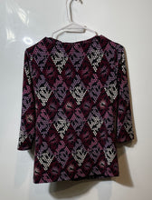 Load image into Gallery viewer, New York &amp; Company Womens Multicolor Geometric V-Neck Stretch Blouse Top Size S
