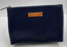 Load image into Gallery viewer, Salvatore Ferragamo Womens Navy Blue Inner Divider Zipper Makeup Cosmetic Bag
