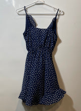 Load image into Gallery viewer, Divided By H&amp;M Womens Blue White Polka Dot Print V-Neck Fit &amp; Flare Dress Size 4
