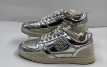 Load image into Gallery viewer, Authentic Tory Burch Womens Clover Court Silver-Tone Sneakers Shoes Size 6.5 M

