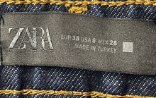 Load image into Gallery viewer, Zara Womens Blue Cotton Dark Wash 5-Pocket Design Wide-Leg Jeans Size 6

