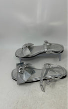 Load image into Gallery viewer, Zara Girls Silver-Tone Bow Open Toe Ankle Strap Sandals Size EUR 35
