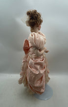 Load image into Gallery viewer, Blonde Hair Blue Eyes Decorative Porcelain Doll In Pink Maxi Dress w/ Stand
