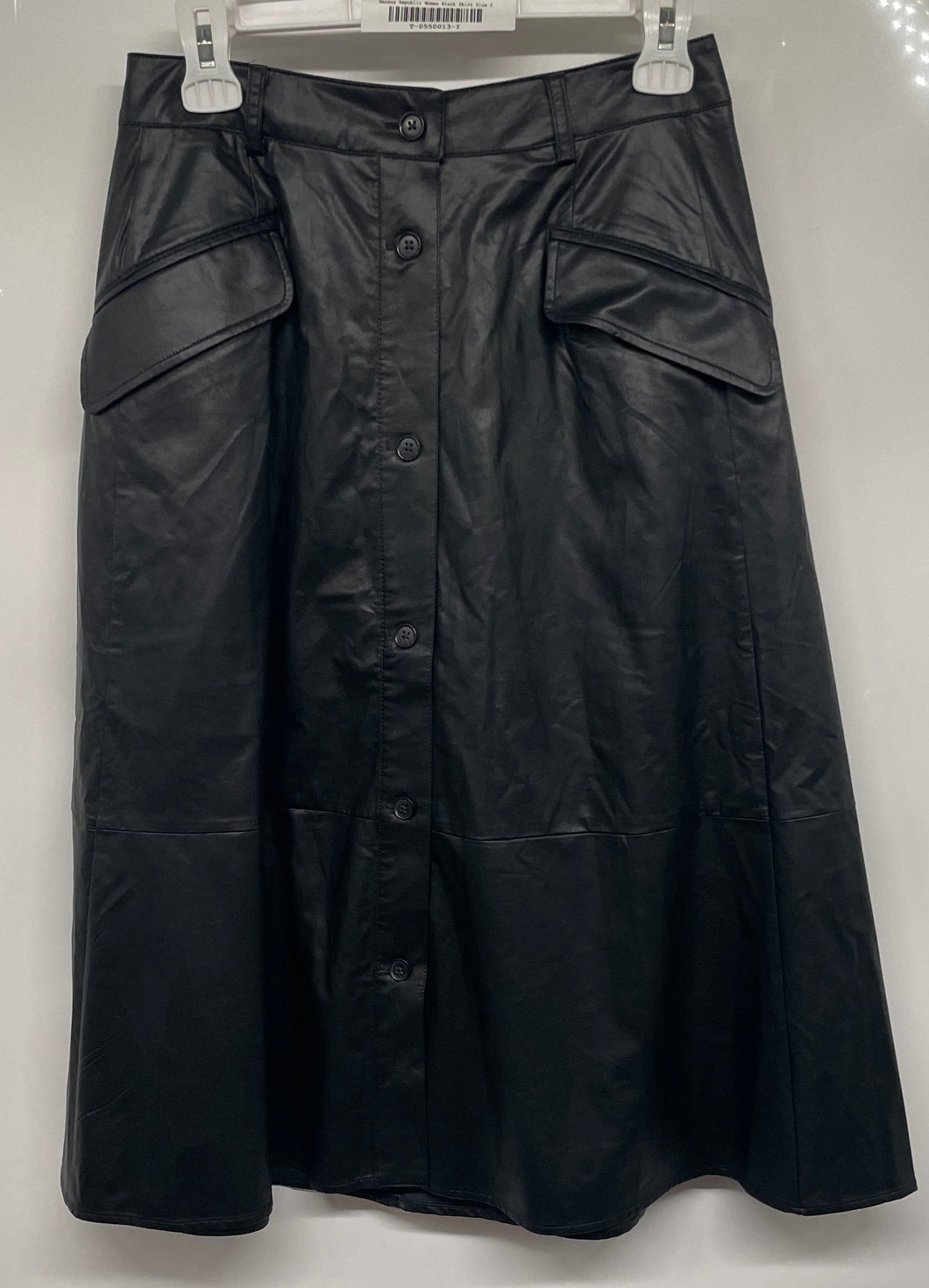 Banana Republic Womens Black Pockets Button Front Midi A-Line Skirt Size 2