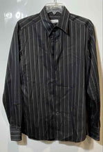 Load image into Gallery viewer, Authentic Versace Collection Mens Black Gray Striped Cotton Dress Shirt Sz 15.75
