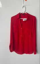 Load image into Gallery viewer, Express Womens Red Long Sleeve Collared Chest Pocket Button-Up Shirt Size Medium
