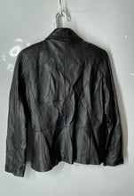Load image into Gallery viewer, Blassport Womens Black Leather Long Sleeve Collared Full-Zip Jacket Size S
