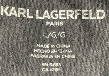 Load image into Gallery viewer, Karl Lagerfeld Womens Black White Embellished Crew Neck Pullover T-Shirt Size L
