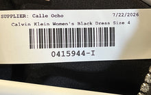 Load image into Gallery viewer, Calvin Klein Womens Black Rhinestone V-Neck Back Zip Sheath Dress Sz 4 With Tags
