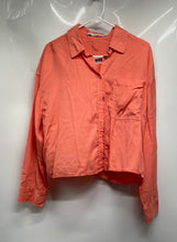 Load image into Gallery viewer, Calvin Klein Jeans Womens Orange Long Sleeve Collared Button-Up Shirt Size M
