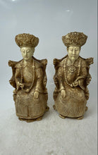 Load image into Gallery viewer, Chinese Figurines Emperor And Empress Statues Pair Carved Resin Collectibles
