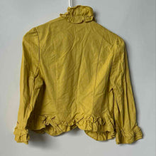 Load image into Gallery viewer, INC International Concepts Womens Yellow Ruffle Trim Open Front Jacket Size 2
