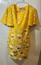 Load image into Gallery viewer, Kasper Womens Yellow White Printed Back-Zip Sheath Dress Size 8
