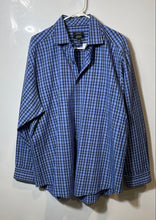 Load image into Gallery viewer, Alfani Mens Blue Plaid Long Sleeve Easy Care Dress Shirt Size L 16-16.5 34/35
