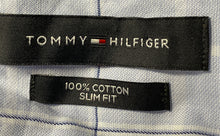 Load image into Gallery viewer, Tommy Hilfiger Mens Blue Printed Collared Slim-Fit Dress Shirt Size L 16-16.5
