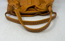 Load image into Gallery viewer, Jessica Simpson Womens Mustard Leather Side Woven Double Handle Shoulder Purse
