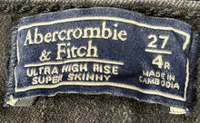 Load image into Gallery viewer, Abercrombie &amp; Fitch Womens Black Ultra High Rise Super Skinny Jeans Pants 27/4R
