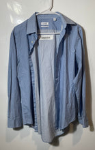 Load image into Gallery viewer, Calvin Klein Mens Blue Printed Slim-Fit Long Sleeve Dress Shirt Size M 15-15.5
