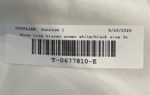 Load image into Gallery viewer, Nova Luxe Womens White Black Embellished Single-Breasted Two-Button Blazer Sz 3X
