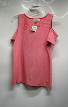 Load image into Gallery viewer, Michael Kors Womens Red White Striped Printed Cold-Shoulder Blouse Top Size S
