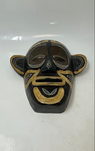 Load image into Gallery viewer, Wood Hand Carved Decorative Wall Art Black Tan Collectible Tribal Mask
