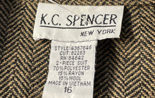 Load image into Gallery viewer, K.C. Spencer Womens Brown Herringbone Print Four-Button Blazer Jacket Size 16
